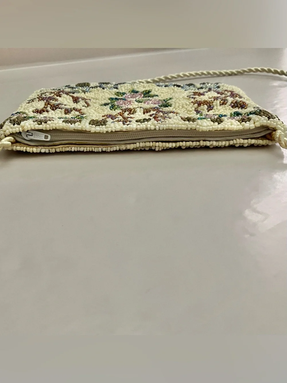 Vintage Christiana Beaded Floral Pattern Shoulder Bag Crossbody Purse 6.75 X 5”